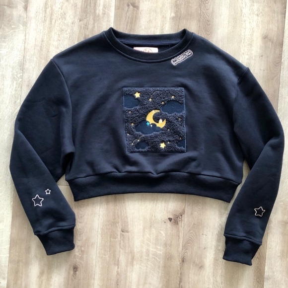 MakoHouse, Cropped, Goodnight, Sleepy, Navy, Crewneck, Sweatshirt, Size S, NWOT - Picture 4 of 11